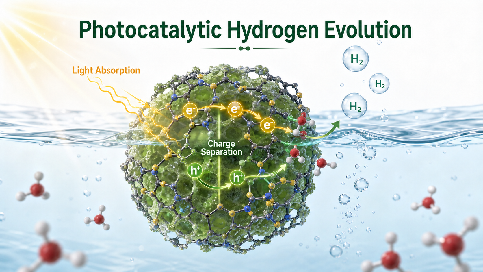 Photocatalytic hydrogen evolution schematic