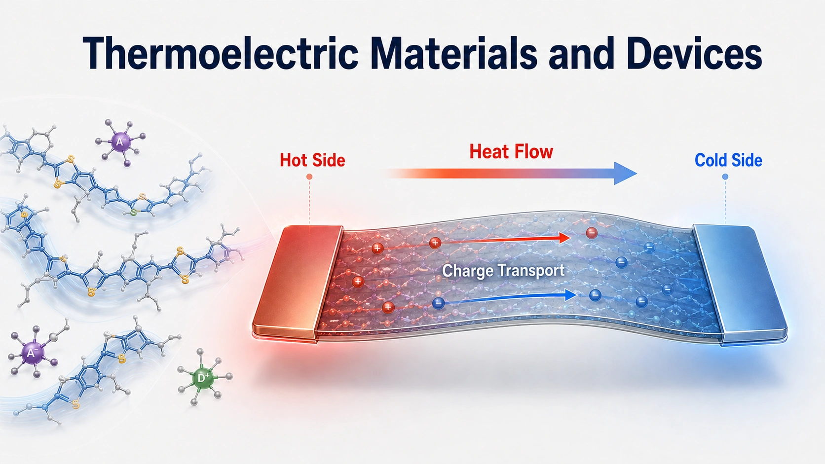 Organic thermoelectric materials and flexible device schematic